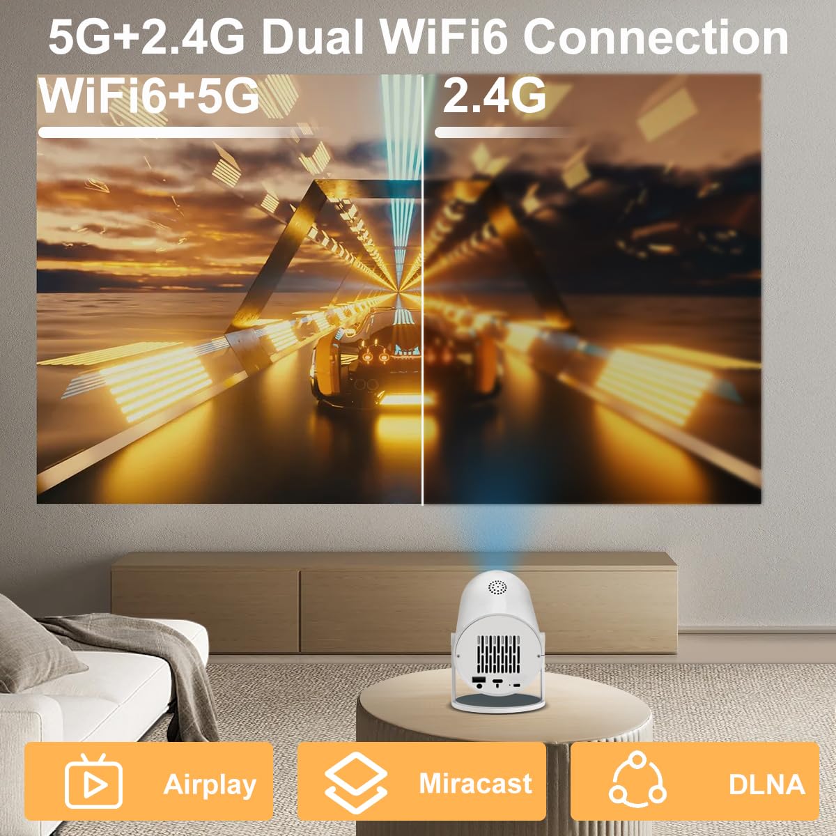 Android 4K Portable Mini Projector with WiFi Bluetooth Android 13 1080P, for Home Theatres, Outdoor Movies- 6 Month Warranty ⭐⭐⭐⭐⭐ (4.9/5) 785 Reviews