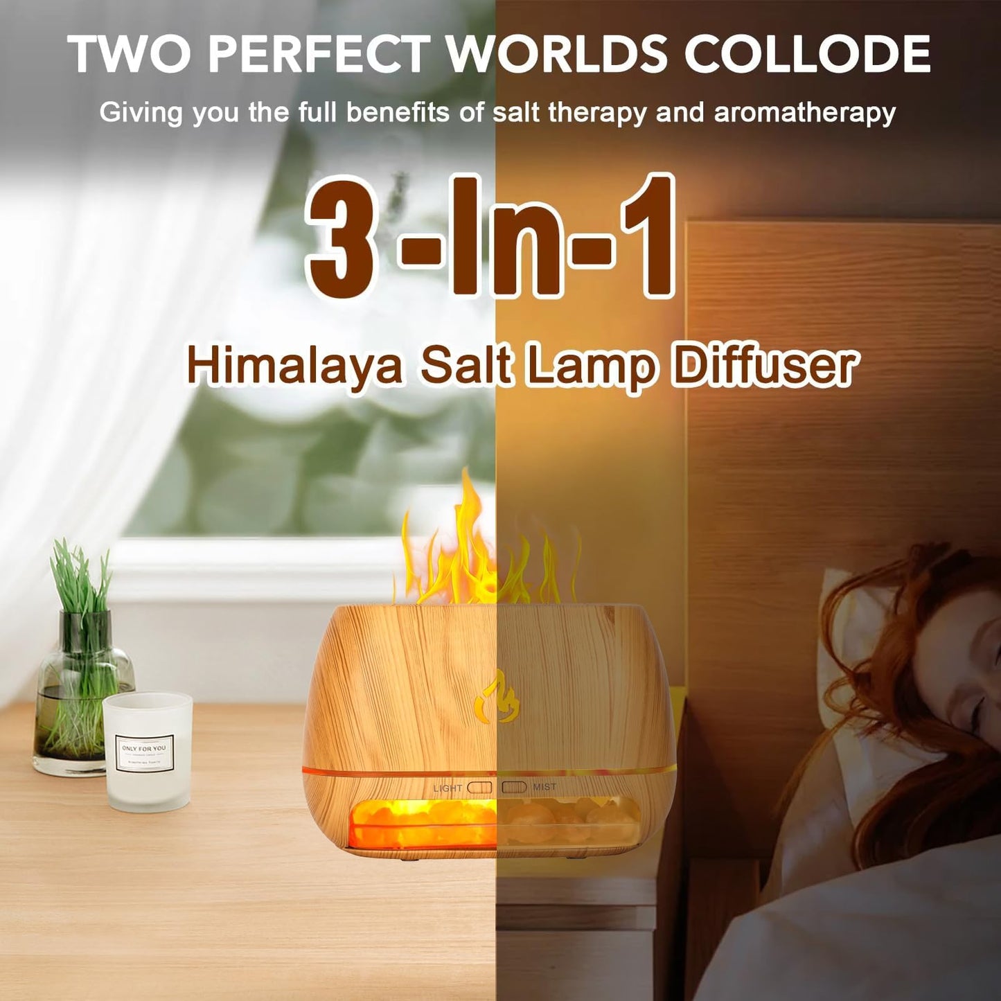 3-in-1 Ultrasonic Essential Oil Diffuser & Himalayan Salt Lamp Diffuser & 7 Colours Changing- 6 Month Warranty ⭐⭐⭐⭐⭐ (4.9/5) 156 Reviews