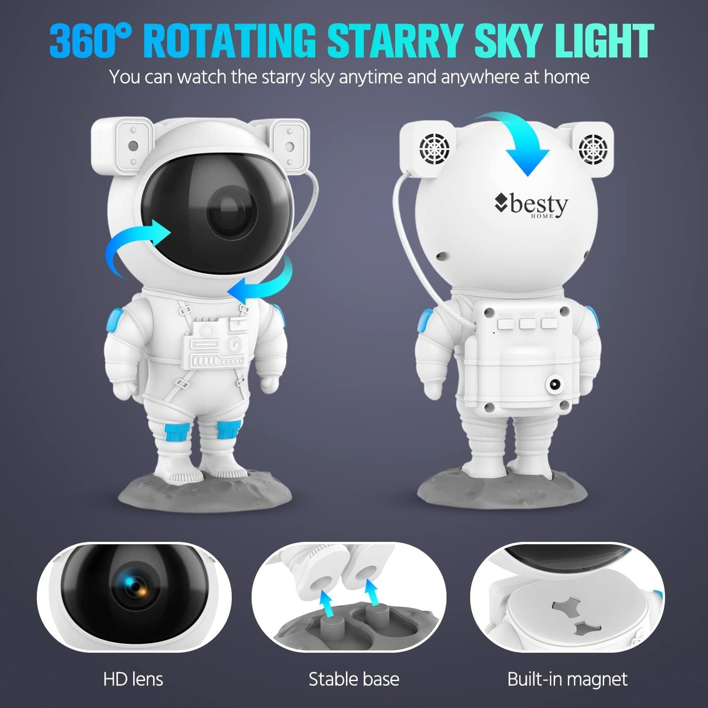 Nexila Astronaut Baby Star Projector, 30 Projection Modes 360 night Lamp with Timer Remote, Dimmable Combinations Romantic Starry Sky Best Gift for