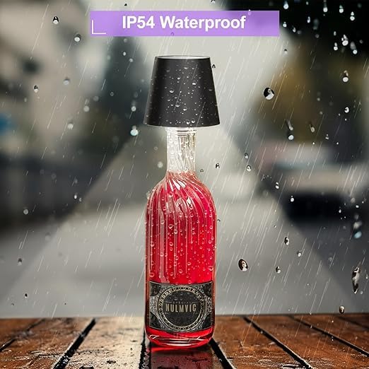 Nexila Wireless Bottle Lamp, Wireless Bottle Lamp Shade with 3 Color Temperature, Rechargeable Stepless Dimming LED Wine Bottle Lights for Any Bottle, Desk Lamp for Bedroom Restaurant Bar