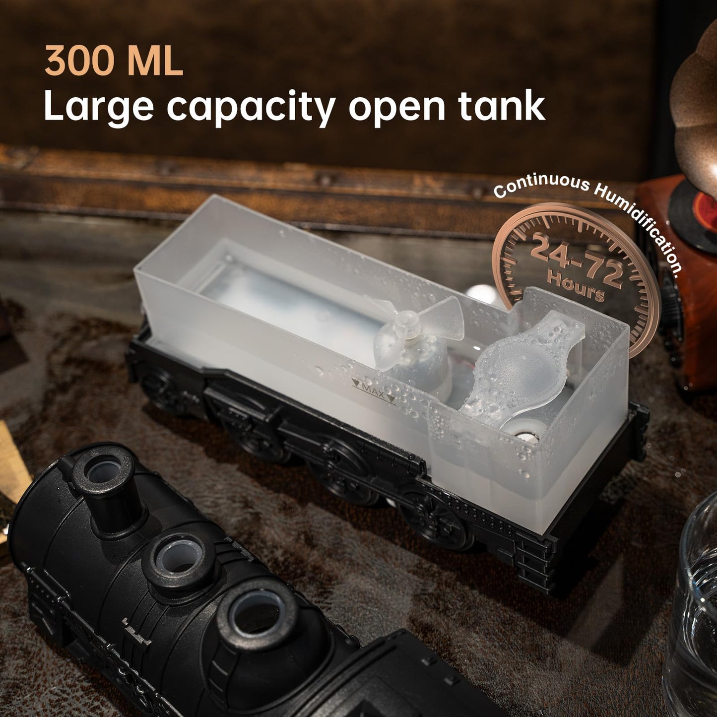 Nexila Aroma Diffuser for Essential Oils 300ml Train Diffuser with Train Styling, Flame Effect, Remote Control-,Mini Cool Mist Humidifier for Aromatherapy in Bedroom and Office