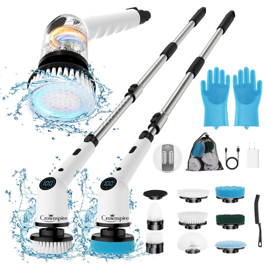 9 in 1 Cordless Rechargeable Spin Scrubber for Bathroom, Shower, Bathtub, Kitchen Wall, Cleaning with Power Display ⭐⭐⭐⭐⭐ (4.9/5) 856 Reviews