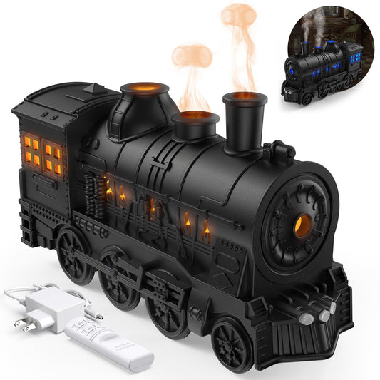 Nexila Aroma Diffuser for Essential Oils 300ml Train Diffuser with Train Styling, Flame Effect, Remote Control-,Mini Cool Mist Humidifier for Aromatherapy in Bedroom and Office