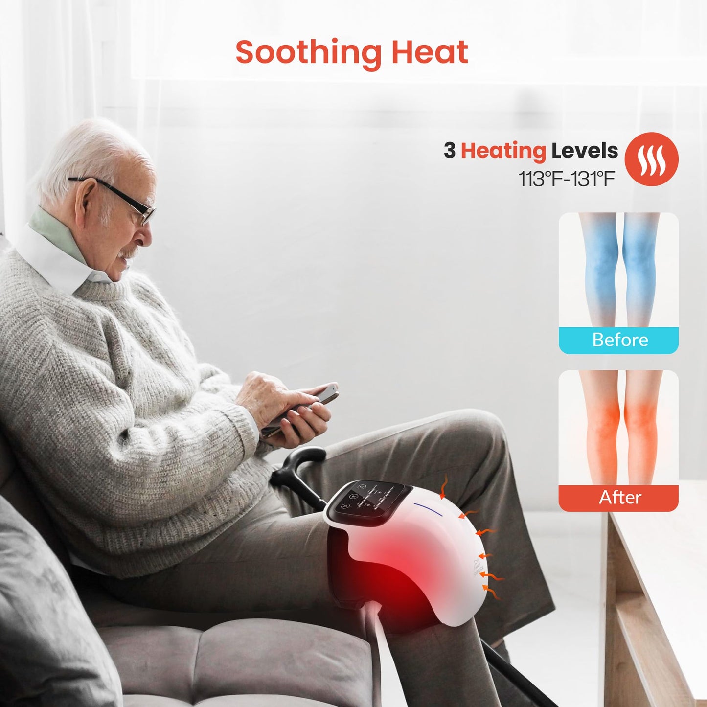 Nexila Cordless Knee Massager with Heat, FSA HSA Eligible, Heating Pad for Knee Pain, 3 Vibration Modes & 3 Heating Levels, Gifts for Men, Women, Heated Knee Brace Wrap- 1 Year warranty