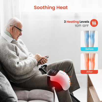 Nexila Cordless Knee Massager with Heat, FSA HSA Eligible, Heating Pad for Knee Pain, 3 Vibration Modes & 3 Heating Levels, Gifts for Men, Women, Heated Knee Brace Wrap- 1 Year warranty