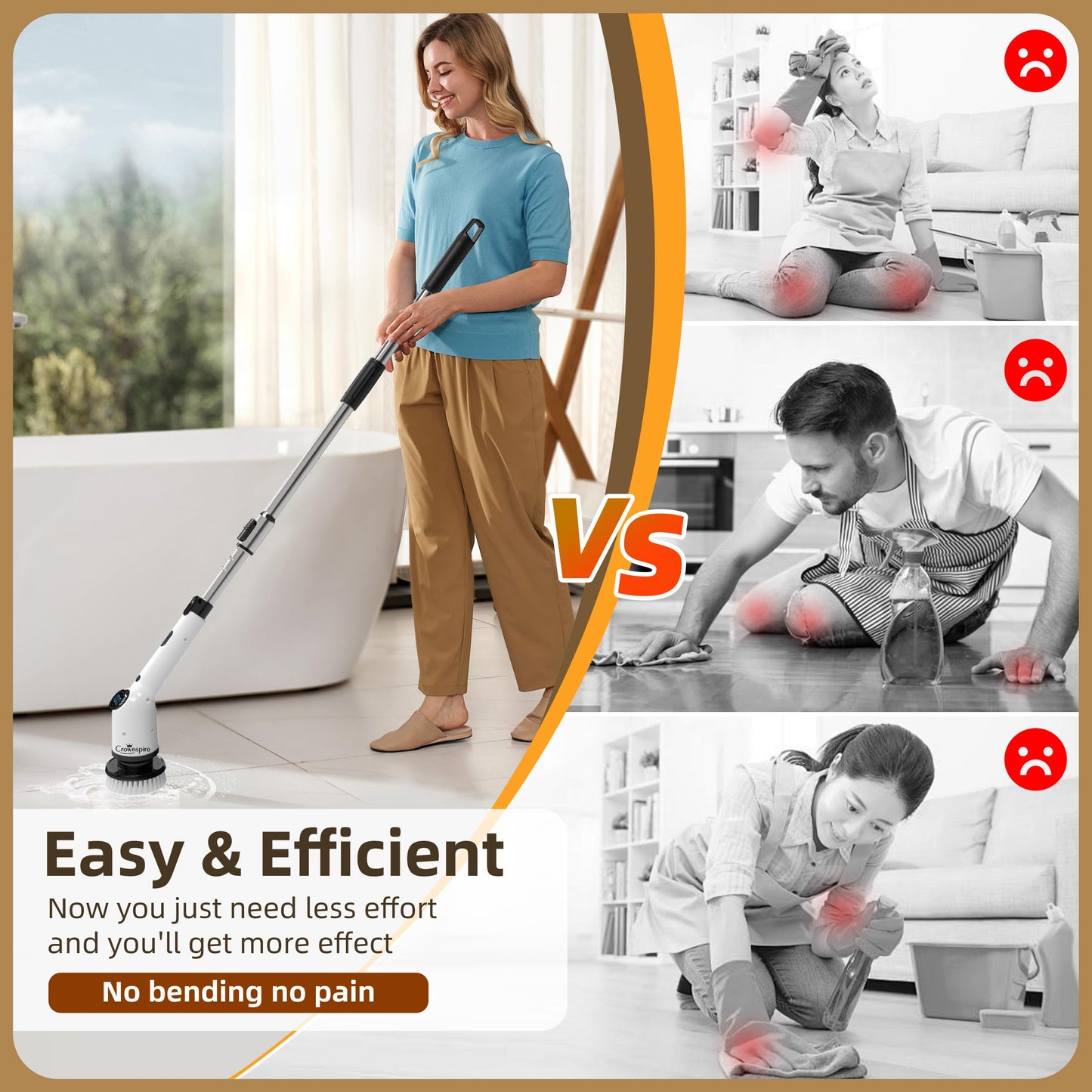 9 in 1 Cordless Rechargeable Spin Scrubber for Bathroom, Shower, Bathtub, Kitchen Wall, Cleaning with Power Display ⭐⭐⭐⭐⭐ (4.9/5) 856 Reviews