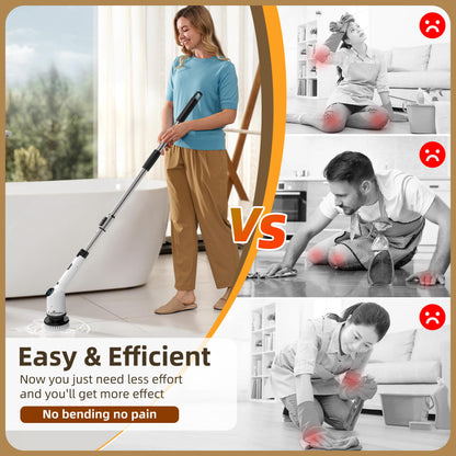 9 in 1 Cordless Rechargeable Spin Scrubber for Bathroom, Shower, Bathtub, Kitchen Wall, Cleaning with Power Display ⭐⭐⭐⭐⭐ (4.9/5) 856 Reviews