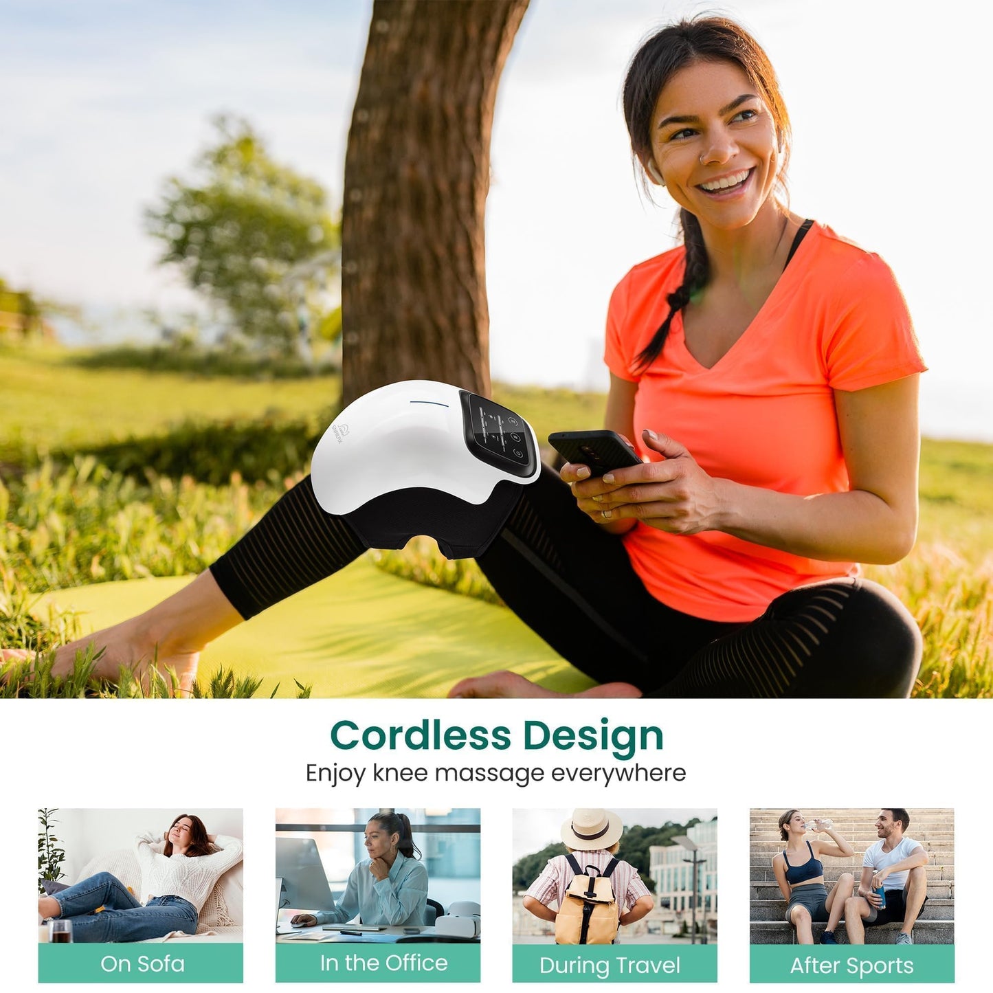 Nexila Cordless Knee Massager with Heat, FSA HSA Eligible, Heating Pad for Knee Pain, 3 Vibration Modes & 3 Heating Levels, Gifts for Men, Women, Heated Knee Brace Wrap- 1 Year warranty