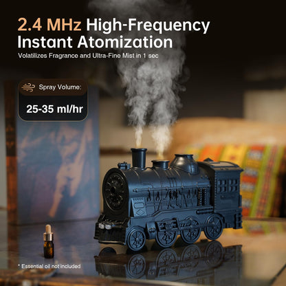 Nexila Aroma Diffuser for Essential Oils 300ml Train Diffuser with Train Styling, Flame Effect, Remote Control-,Mini Cool Mist Humidifier for Aromatherapy in Bedroom and Office
