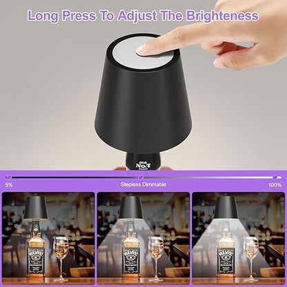 Nexila Wireless Bottle Lamp, Wireless Bottle Lamp Shade with 3 Color Temperature, Rechargeable Stepless Dimming LED Wine Bottle Lights for Any Bottle, Desk Lamp for Bedroom Restaurant Bar